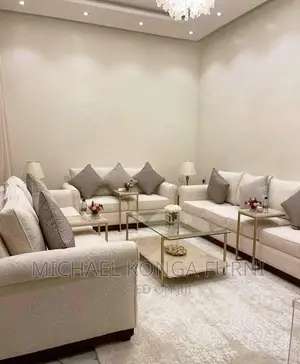 7 Seater Catalog Sofa With Stainless Stool and Table