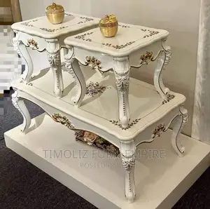Royal Designed Cream Centre Table With 2 Side Stools