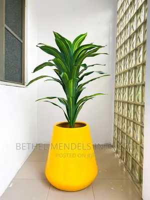 Combo of Deluxe Pot/Vase and Fake Single Stem Dracaena Plant