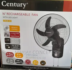 3in1 16" Century Rechargeable Ac/Dc Wall Fan-supports Solar