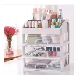 Layered Transparent Plastic Makeup Organizer- 4 Layers