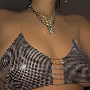 Metal Sequin Bodychain Costume Club Party Crop Top Lingerie