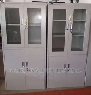 Office Metal Cabinet With 2 Doors ,Half Glass Fronted