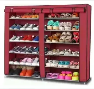 Double Row Shoe Cabinet With Fabric Cover