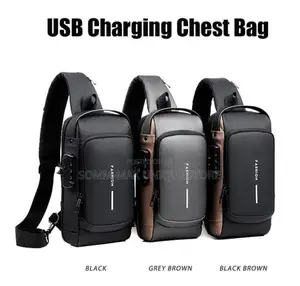 USB Charging Men Crossbody Bag -Waterproof Chest Bag