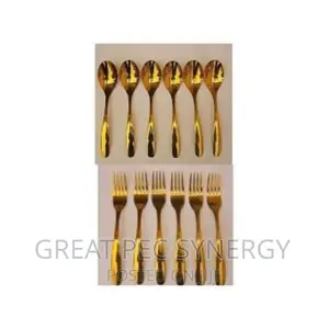 Golden Spoon And Fork (12 Pieces)