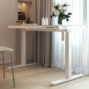 New Modern Glass Top Adjustable Table With Tray 1.2mtr