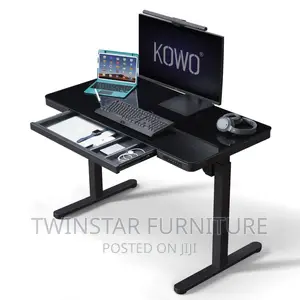 New Modern Glass Top Adjustable Table With Tray 1.2mtr