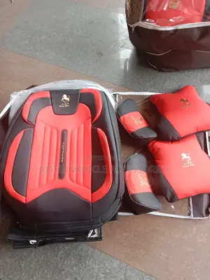Gold Horse Black and Red Leather Seat Cover