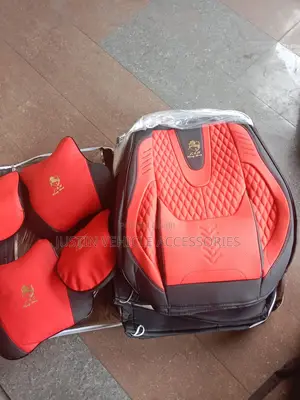 Gold Horse Red and Black Leather Seat Cover