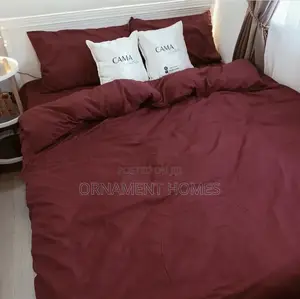 Bedsheet (White), Duvet(Wine) and Pillowcases(Wine)