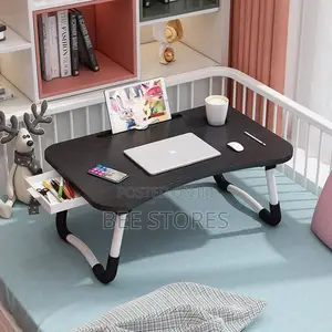 Foldable Bamboo Wooden Laptop Table With Side Drawer