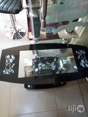 Quality Center Table With Glass Top and Leather Leg