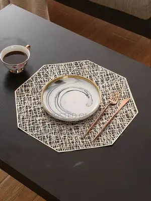 Quality 12pcs Octagon Design Gold Place/Table Mat