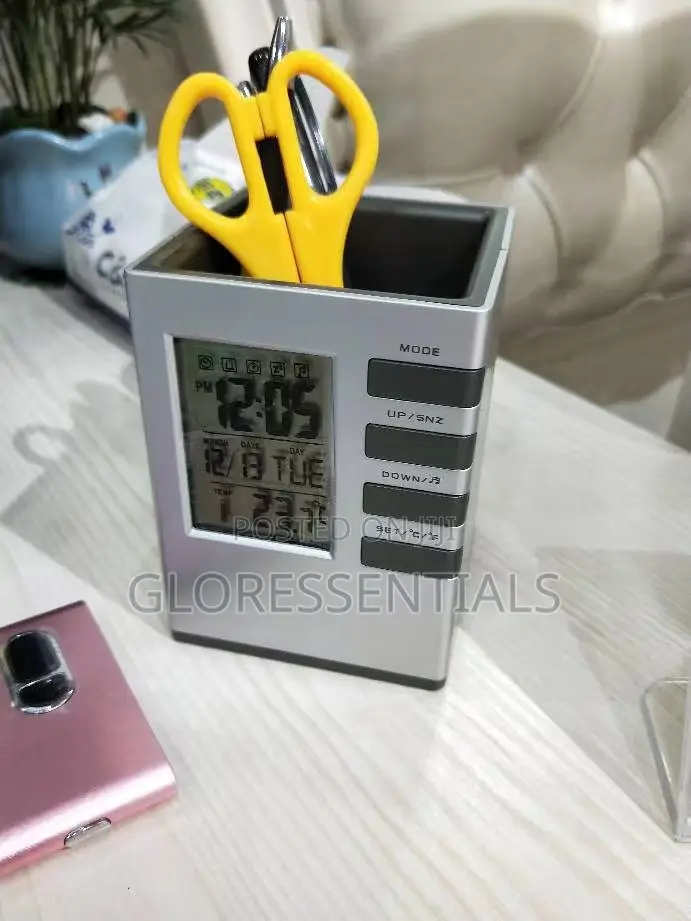 Table Top Pen Holder Digital Clock