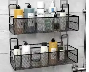 Iron Steel Bath Shelve - 2pcs- Black