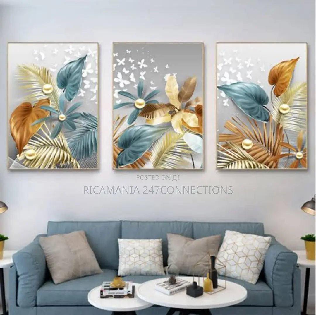 Golden Flower Abstract Artwork Frames