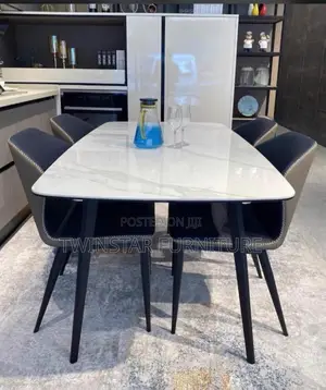 Modern Marble Top Dinning Table Set With 6 Chairs