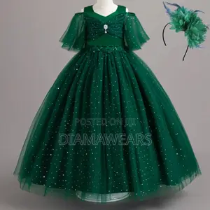 Green Unique Children Full Ball Gown
