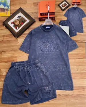 Heavyweight Acid Wash T Shirt With Shorts Summer Twin Set.