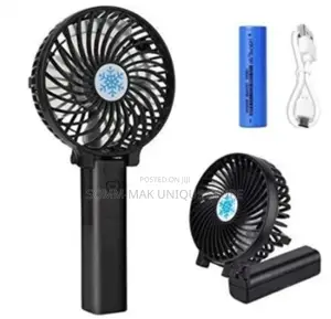 Mini Hand Rechargeable Fan- Black - 1300mah