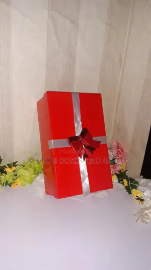 Red Gift Box With Beautiful Ribbon Decor