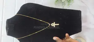 Round Steel Gold Long Chain and Pendant