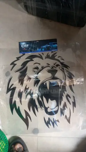 Lion Head Car Sticker Roar Black