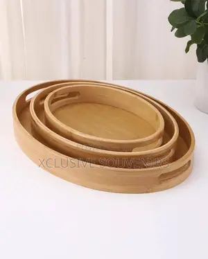 3in1 Decorative Bamboo Oval Serving Tray