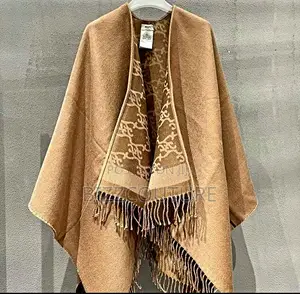 Original FENDI Authentic Poncho FF Cap Wrap Top Jacket Wool