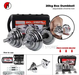 New 20kg Dumbbell Adjustable Chrome Set