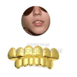 6 Settop Gold Slog Plated Hip-Hop Teeth Grillz