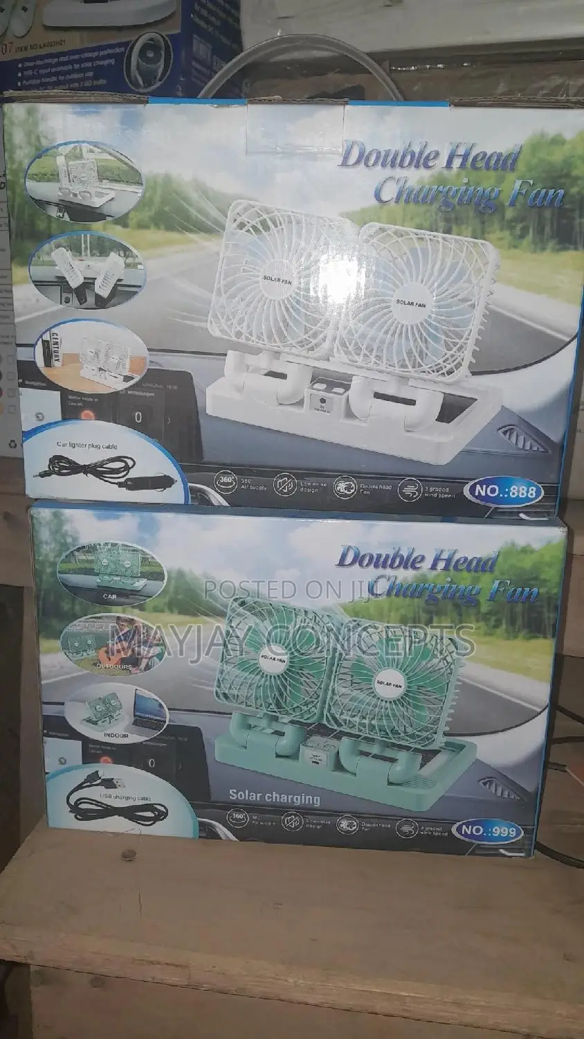 Double Head Solar Table Fan With Solar Panel