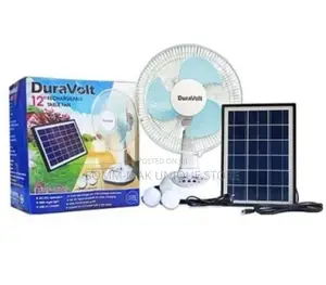 Duravolt 12 Inches Rechargeable Table Fan With Solar Panel