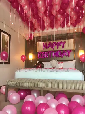Pink Themed Happy Birthday Room Decoration