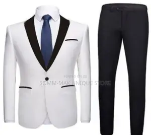 Trendy Elegant Wedding Tuxedo Men Suit - White and Black