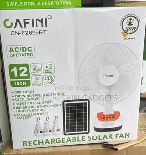 Rechargeable Solar Fan 12" With Solar Panel CN-F2695BT
