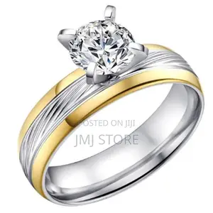 Bergen Two-Tone Gold Plated Large Stone Engagement Ring