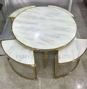 Marble Center Table With Three Stool