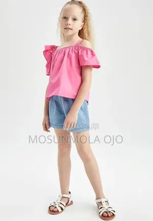 Girl Short Sleeve Blouse With Straps