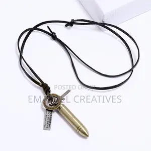 Outdoor EDC Punk Retro Bullet Leather Necklace Minimalist