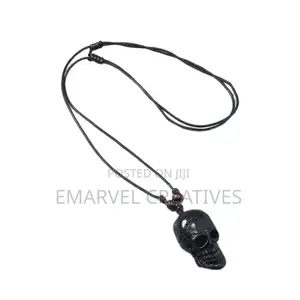 Novelty Skull Pendant Necklace Adjustable Wax Rope Punk