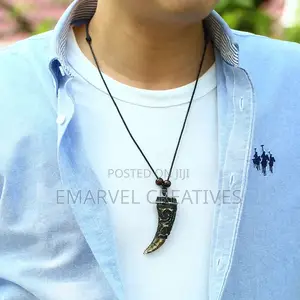 Retro Necklace Totem Pendant Cool Ox Horn Choker Africa