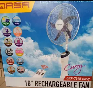 18" Inches Qasa Rechargeable Fan, With Remote And Led Light