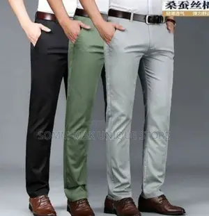 3 in 1 Quality Mens Chinos Trousers- Black + Green + Ash