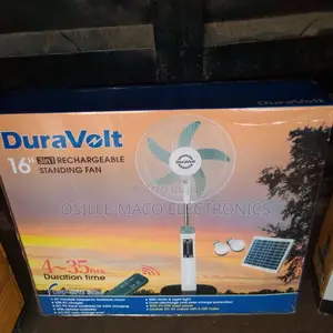 Dura Volt Rechargeable Fan With 2 Bulbs Panel, LA033H17
