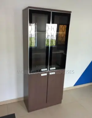 Office Wooden Cabinet With Half Glass Door