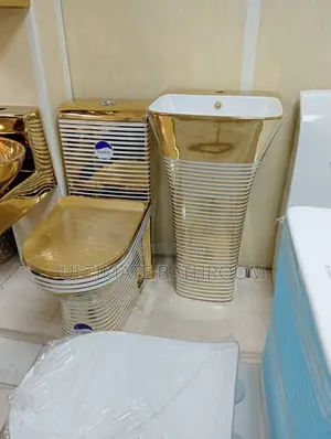 Stripe Gold W/C With Stand Alone Basin