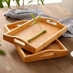 3pcs Set Bamboo Trays for Serving With Handles