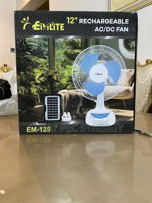 12 Inches Table Fan With Solar Panel and 2 Bulbs